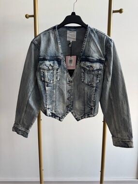 Avec Les Filles Light Wash Denim Jean Jacket